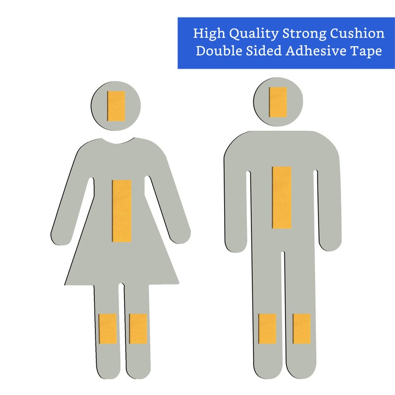 GLOBE ROCKET Brushed Aluminum Men's and Women's Bathroom Sign Figure Set - Men and Women Modern Restroom Sign - Bathroom Door Signs - Restroom Signs for Business - Bathroom Signage - Image 4